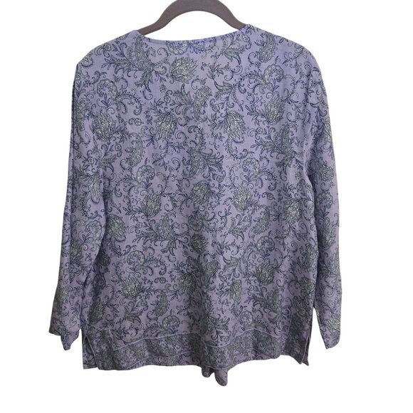 J. Jill Love Linen NWT Linen Border Printed Popover Lilac Paisley Size M - Picture 3 of 11